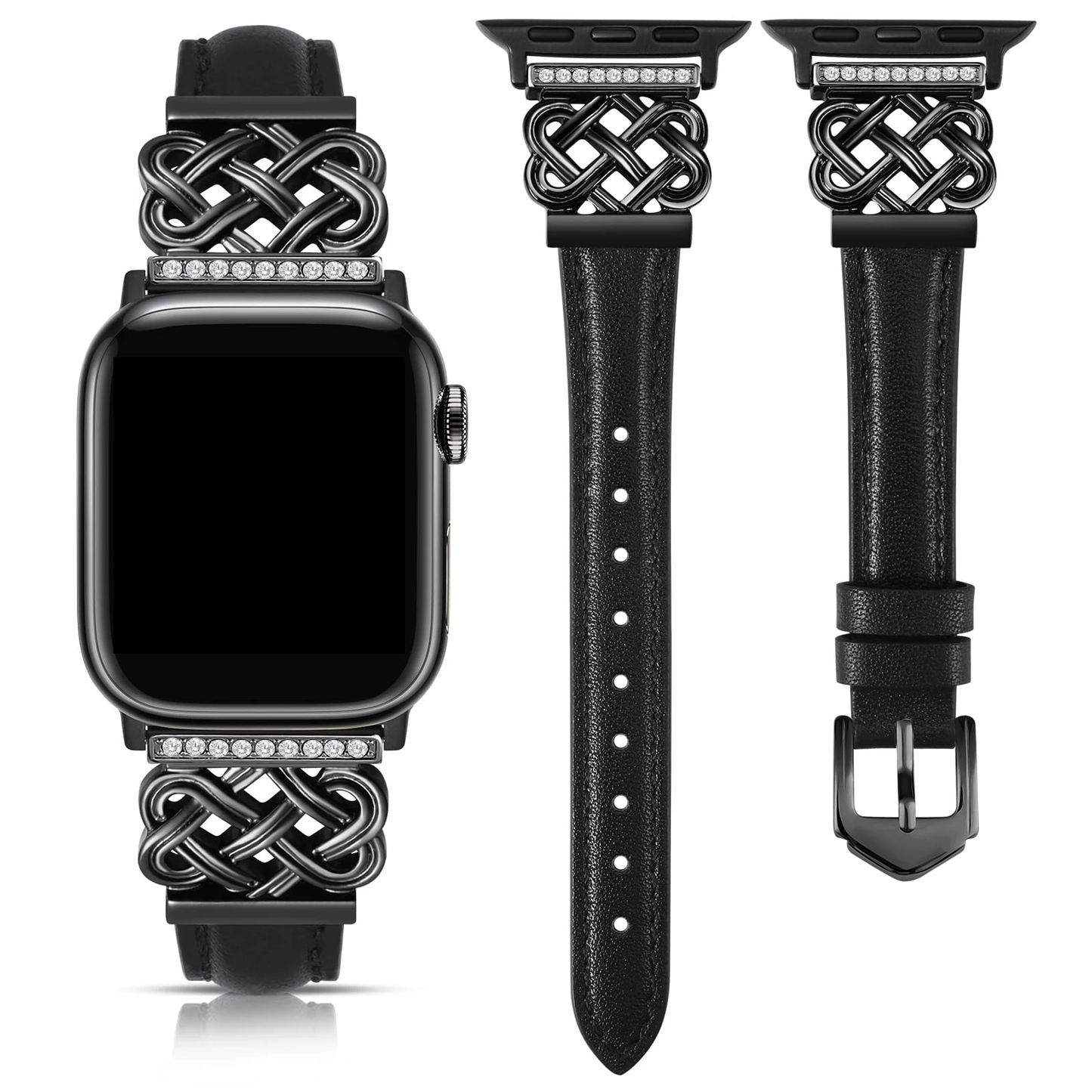 Jeweled Knot Leather Apple Watch Band