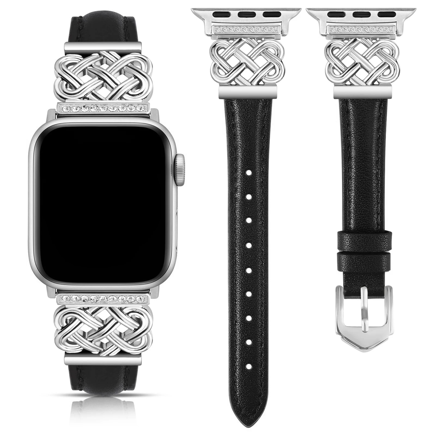 Jeweled Knot Leather Apple Watch Band