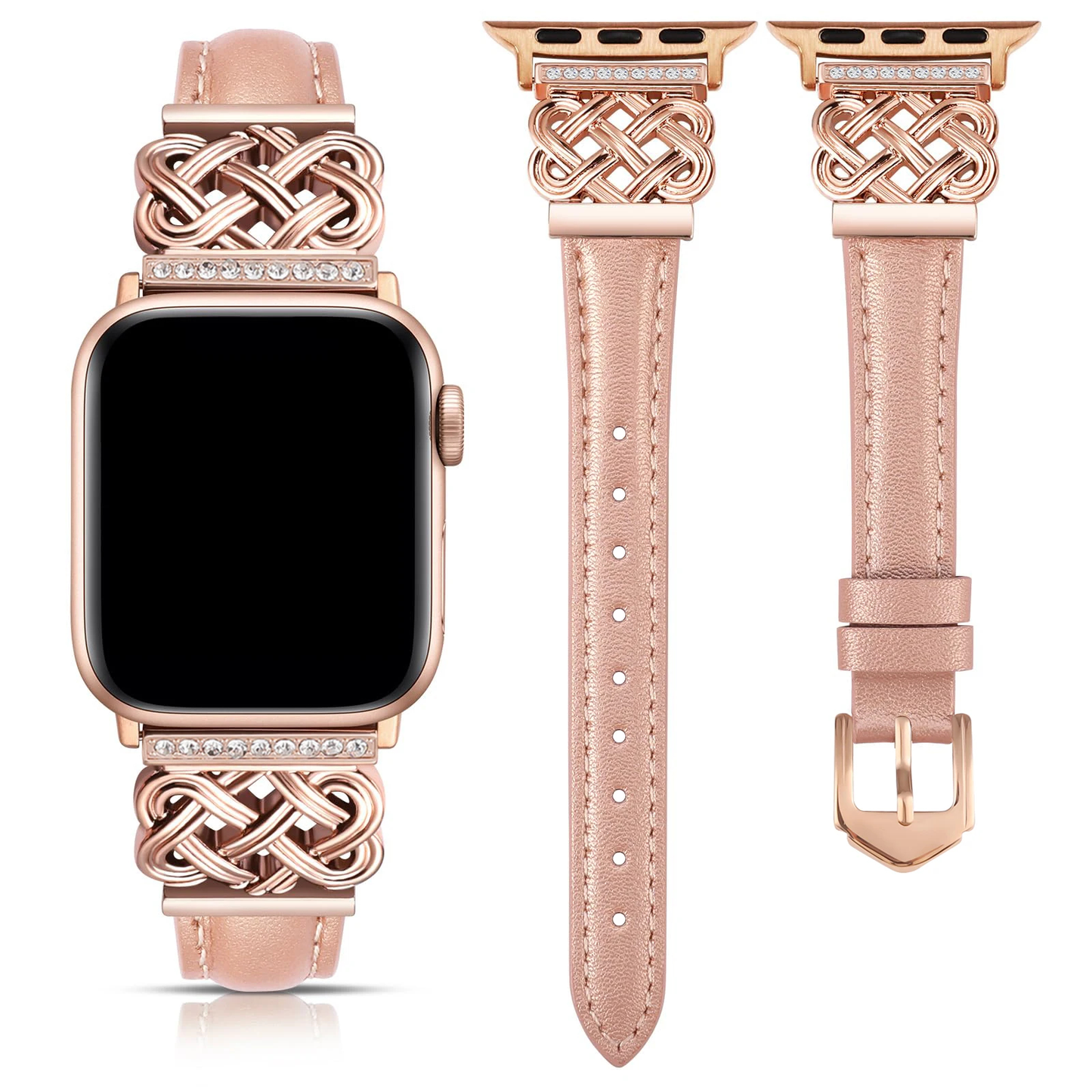 Jeweled Knot Leather Apple Watch Band