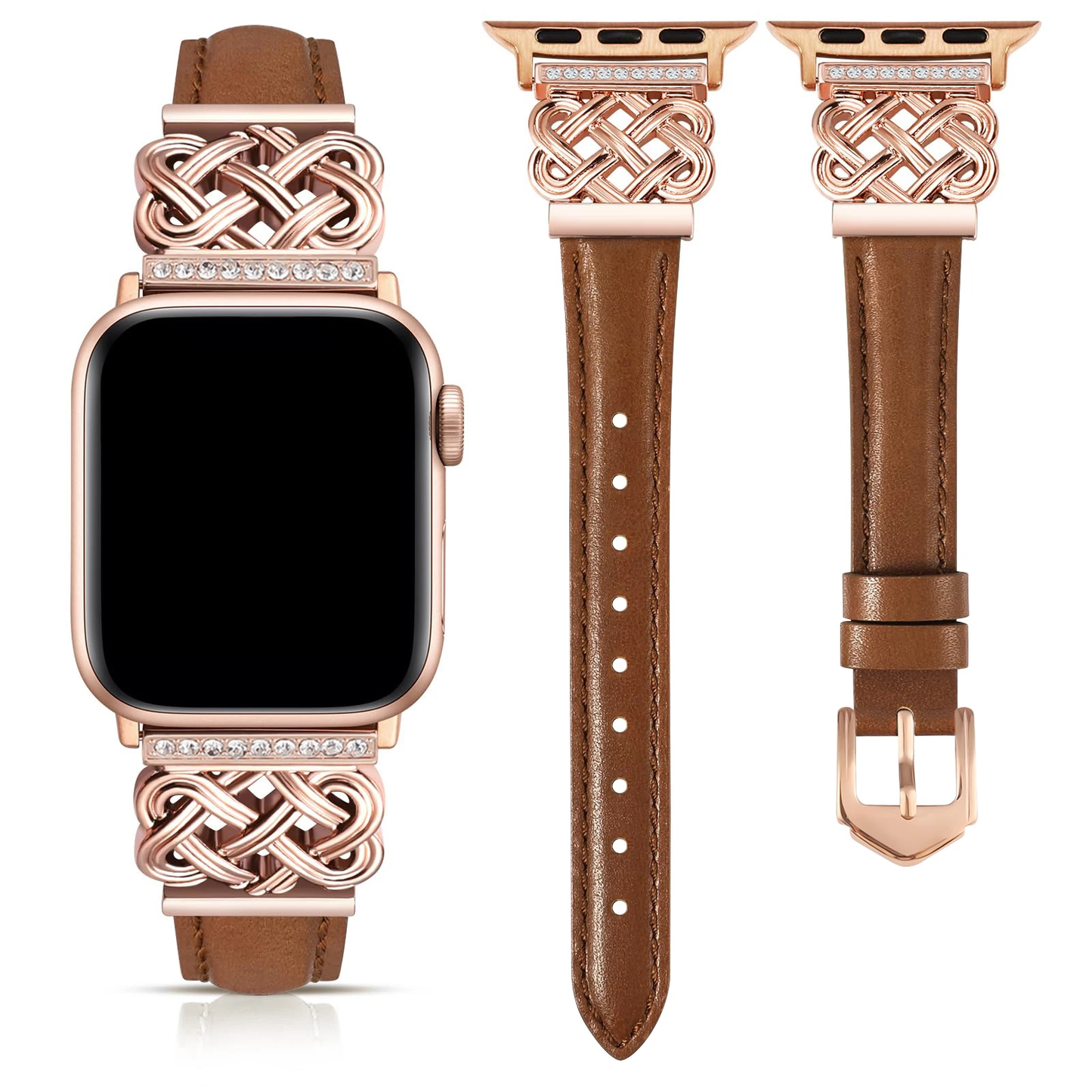 Jeweled Knot Leather Apple Watch Band
