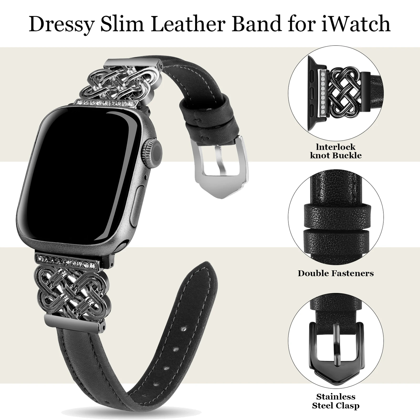 Jeweled Knot Leather Apple Watch Band